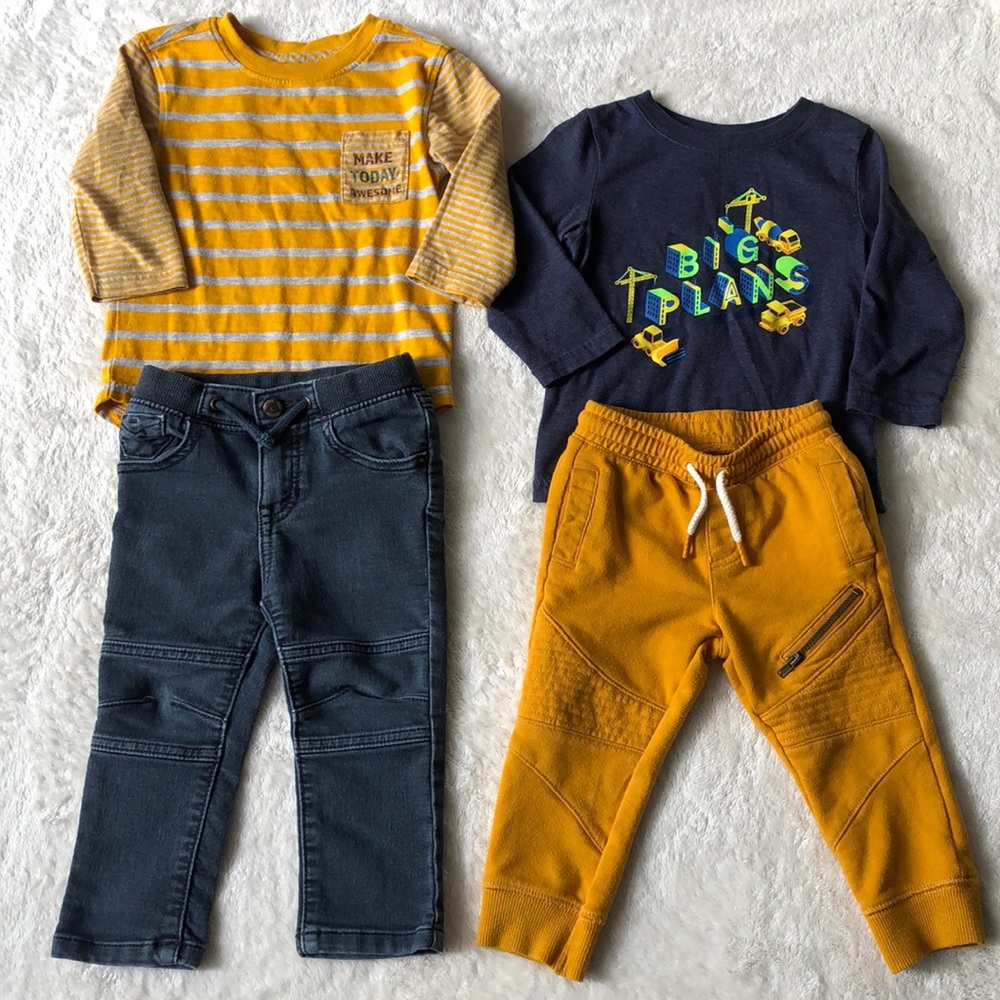 18 month Oshkosh jeans and sweatpants w 2 shirts